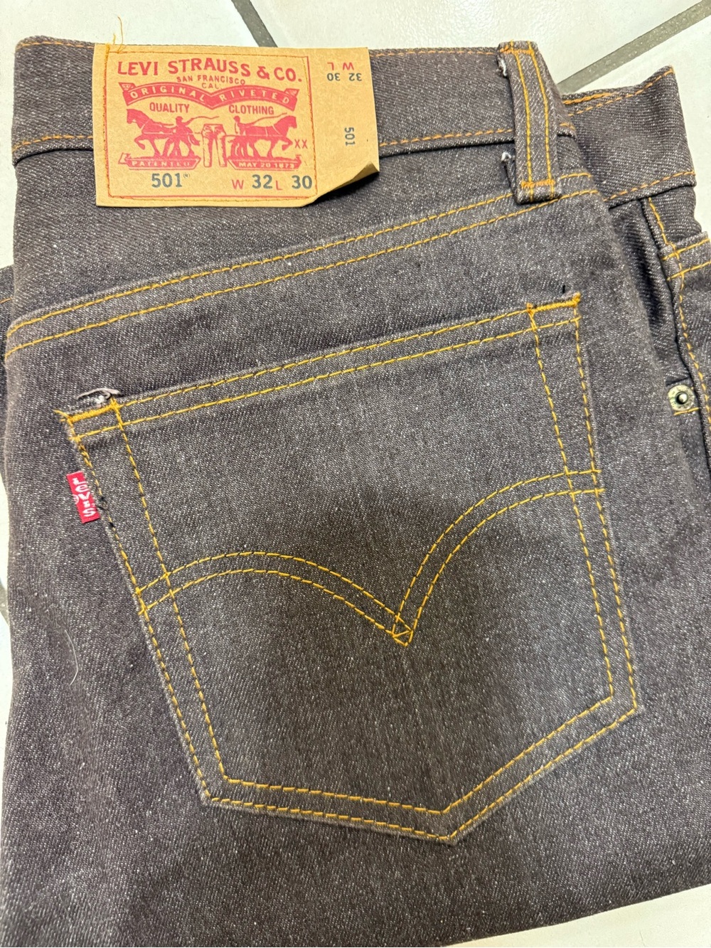 Levi's 501 Men's Dark Gray Straight Jeans with Yellow Stitching